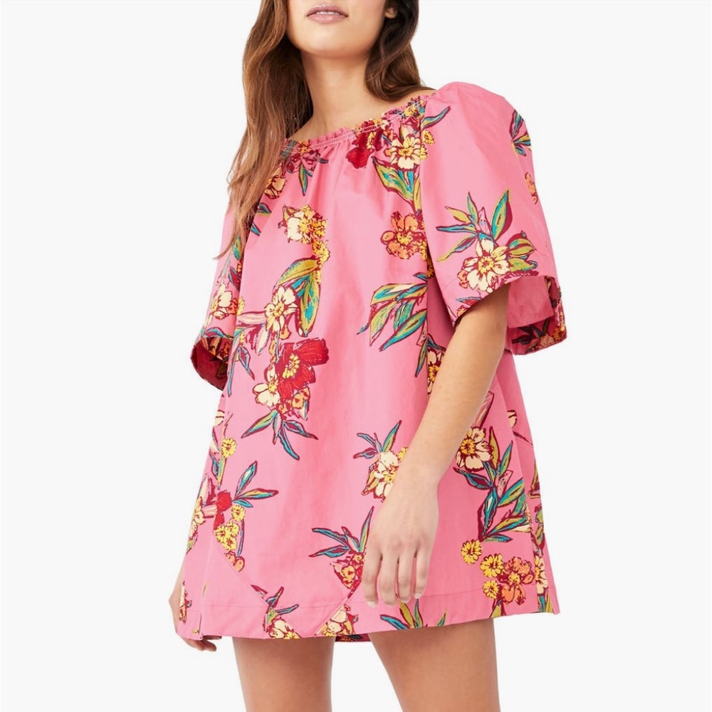 Free people Jodie floral cotton tunic size XS sunrise combo